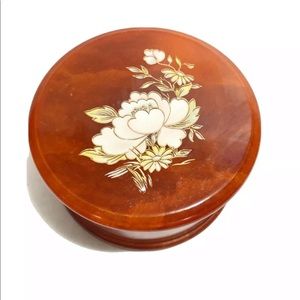 Vintage Italian Alabaster Trinket Box Floral Amber